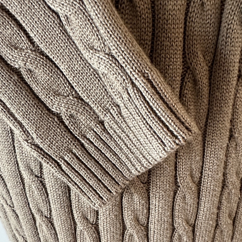 Calvin Klein Cable Knit Shawl Collar Sweater Dress with Brown Buckle Detail - Picture 7 of 8